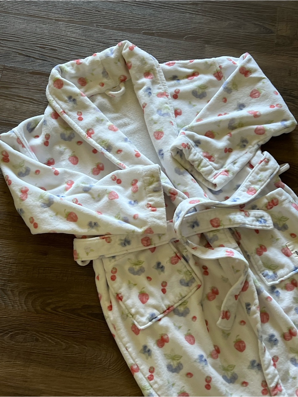 Djerf Avenue Summer Berries Print Terry Robe Organic Cotton Bathrobe SMALL - Picture 7 of 9